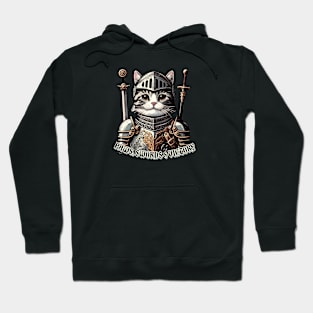 Victorious Feline Knight - Cat in Medieval Armor with Sword Hoodie